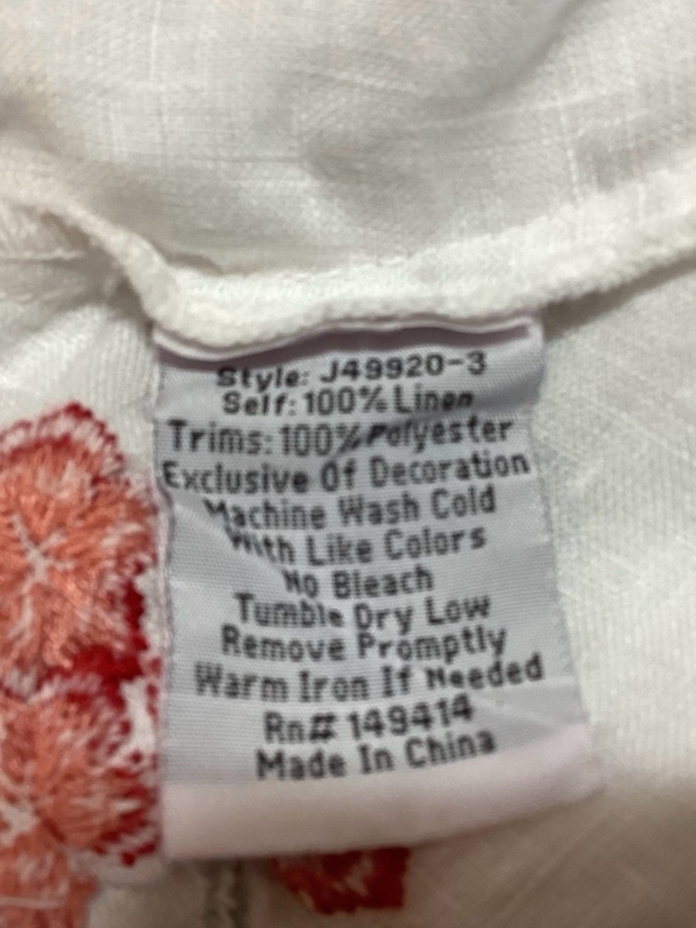 Johnny Was White Kimono Jacket with Red and Sage Floral Embroidery - Picture 7 of 7